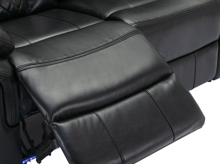 Home Theater Seating Manual Recliner Chair With Center Console And Led Light Strip For Living Room