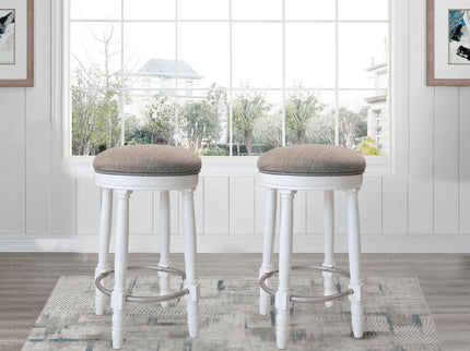 360° Swivel Wooden Barstools With Upholstered Seat, Counter Height (Set of 2)