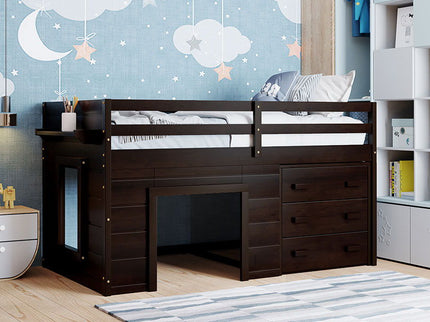 Loft Bed With Cabinet And Shelf
