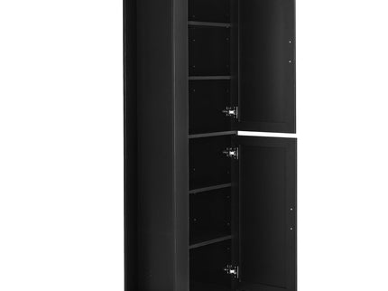 Tall Freestanding Bathroom Storage Cabinet With Adjustable Shelves And Side Hooks
