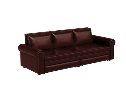 3 In 1 Convertible Sleeper Sofa With Nailhead Trim & Rolled Arm