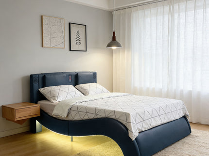 Platform Bed Frame With LED Lighting, tooth Music, Vibration Massage