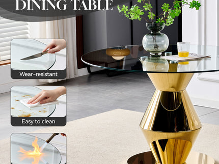 Round Dining Table - Gold