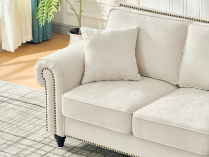 2 Seater Sofa With Rolled Arms, Tufted Upholstered Couch