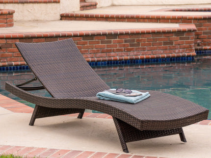 Kauai - Modern Style Pe Wicker Chaise Lounge - Brown Multi