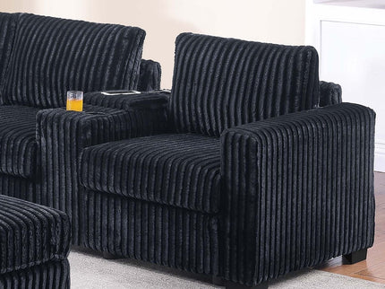 Contemporary L-Shaped Sectional Set With USB Console & Ottoman