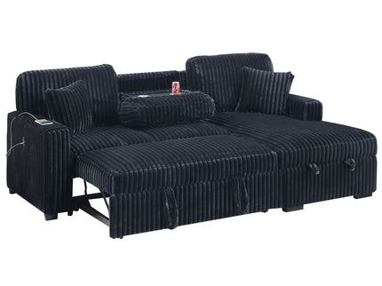 Convertible Sectional Upholstered Sleeper Sofa With Storage Chaise
