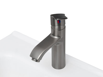 Modern Freestanding Bathroom Vanity With Ceramic Sink, Hot And Cold Faucet, 1 Door Cabinet & Open Shelf