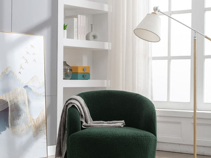 Teddy Fabric Swivel Accent Armchair Barrel Chair With Powder Coating Metal Ring