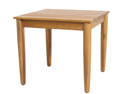 Outdoor Square Side Table With Slatted Top And Wood Frame - Teak