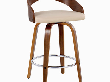 Grotto - Mid Century Modern Elegant Fixed Height Counter Stool With Swivel With Round Footrest (Set of 2)