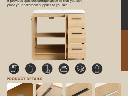 Wall Mounted Floating Bathroom Vanity With Sink, Door & Drawers Modular Cabinet