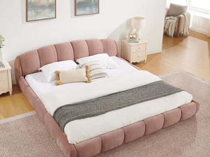 Upholstered Platform Bed Frame, Low Profile Floor Bed, No Box Spring Required