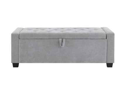 Upholstered Storage Ottoman Bench With Button Tufting And Safety Hinge