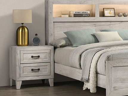 Nightstand, Bedside Table - White Washed