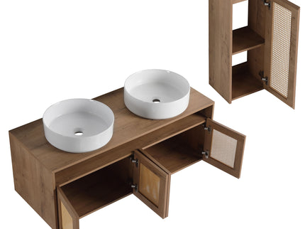 Bathroom Vanity With Art Sink And Side Cabinet, Float Mounting Design