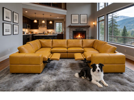 Upholstered Large Arms Sectional With Recliner Seats