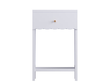Nightstand With Drawer And Open Shelf, Scalloped Edge Bedside Table