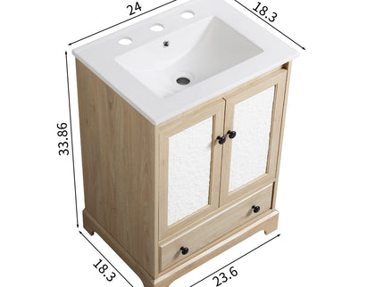 Bathroom Vanity With Basin, 1 Drawer Free Standing Storage - Brown