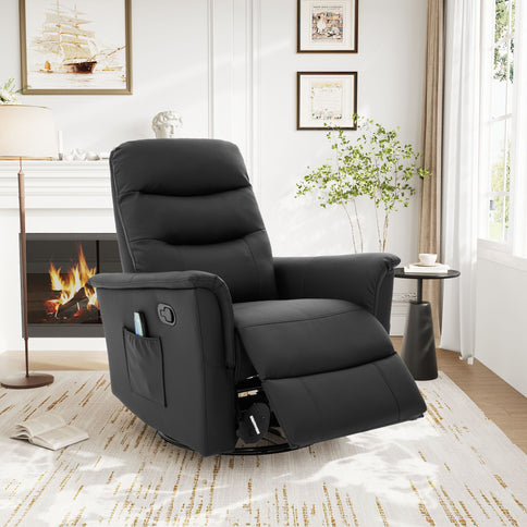 Manual Recliner Chair With 8 Point Massage And Swivel Function