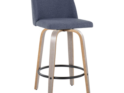 Toriano - Contemporary Fixed Height Counter Stool With Swivel & Round Footrest (Set of 2)