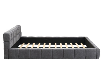 Elegant Upholstered Bed With Checkerboard Design