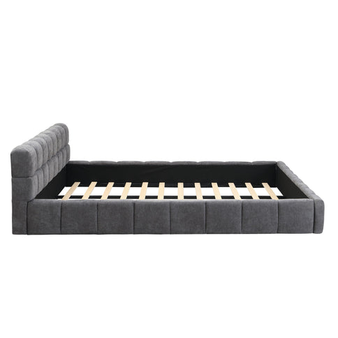 Elegant Upholstered Bed With Checkerboard Design