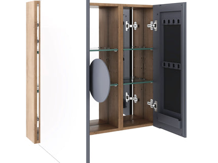 33.56" Wall Mounted Bathroom Cabinet With Adjustable Shelves - Imitative Oak