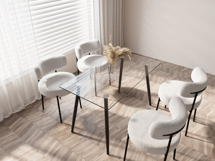 Modern Minimalist Rectangular Glass Dining Table With Tempered Glass Top Metal Legs, For 4 - 6 - Transparent
