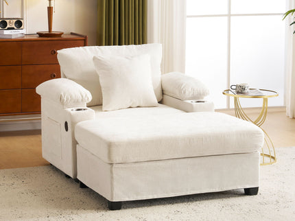 Fabric Sofa Bed With Cupholders And USB Charging Ports Chair For Living Room