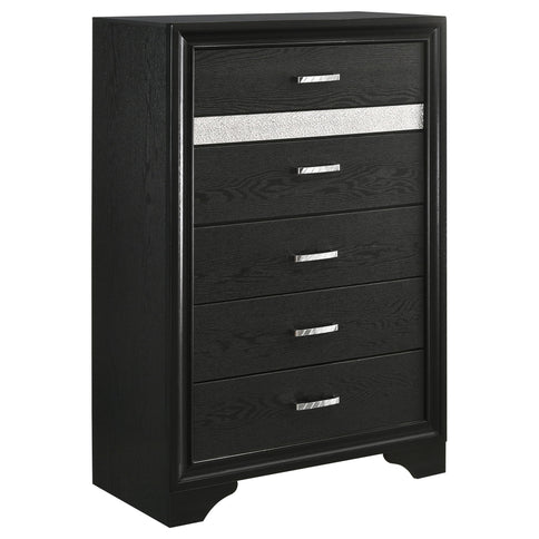 Modern Bedroom Set With Upholstered Headboard And Textured Storage