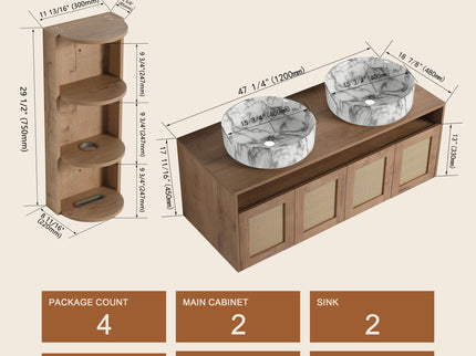 Bathroom Vanity & Art Sink And Storage Rack, Float Mounting Design