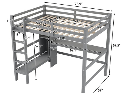 Loft Bed With Built In Desk And Multifunction Shelves