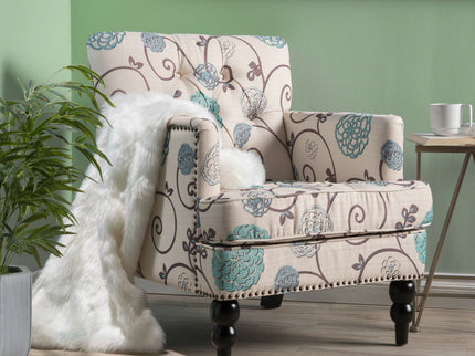 Vitality - Club Chair With Button Tufted Diamond Stitching And Turned Legs