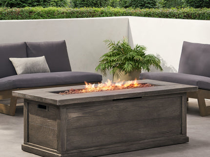 Transitional Rectangular Outdoor Propane Fire Pit With 50, 000 Btu