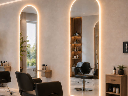 65" X 21" Arched LED Full Length Mirror, Wall Mounted Lighted Full Body Mirror With Frosted Edge Lighting, 3 Color Temperatures & Stepless Dimming - Silver