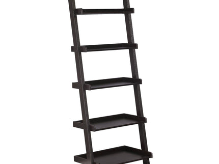 Ladder 5 Shelf Bookcase With Spacious Storage - Brown