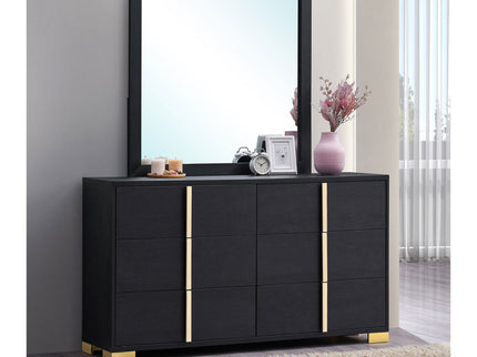 Jeremiah - 6 Drawer Dresser With Mirror - Black