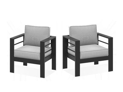 Modern All-Weather Patio Armchairs With Thick Cushions (Set of 2)