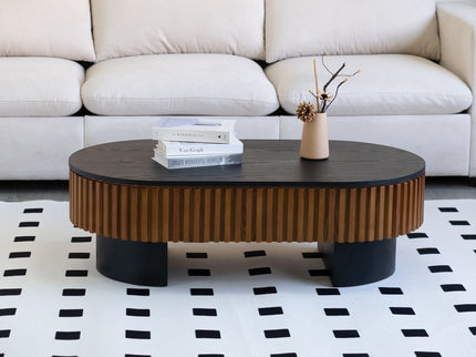 Elliptical Living Room Coffee Table With Hidden Storage And Removable Tabletop