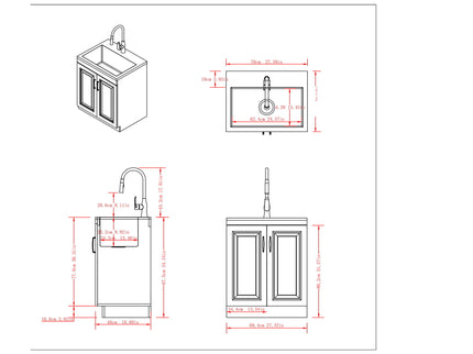 Darwin - Deluxe Laundry Cabinet With Pull-Out Faucet And Stainless Steel Sink