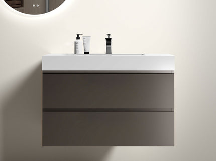 Alice - Bathroom Vanity With Sink, Large Storage Wall Mounted Floating Bathroom Vanity For Modern Bathroom, One-Piece Sink Basin Without Drain And Faucet