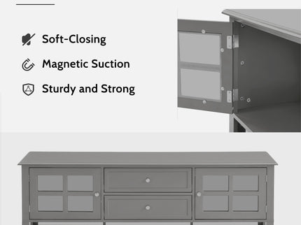TV Stand, Entertainment Center With Dual Drawers And Hidden Storage, Cabinet With Soft Closing Doors And Sleek Panel Design
