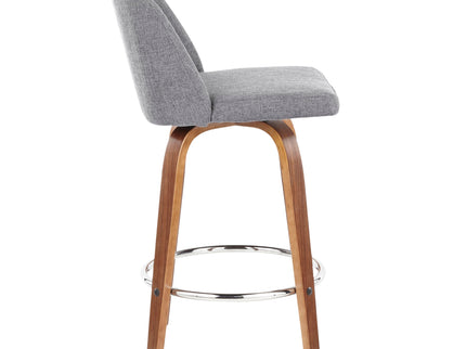 Toriano - Mid-Century Modern Fixed Height Counter Stool With Round Footrest (Set of 2)