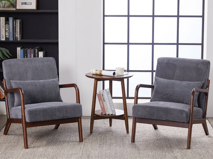 Accent Chair With Pillow And Wood Frame