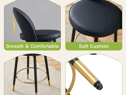 Modern Upholstered 360° Rotatable Bar Chair With Metal Legs For Dining Room (Set of 2)