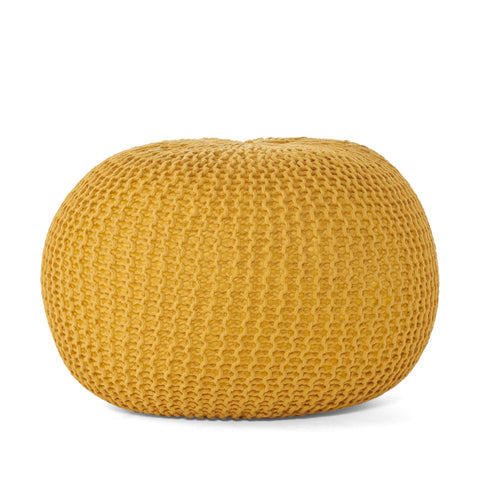 Bordeaux - Knitted Round Pouf, Versatile Ottoman And Floor Cushion