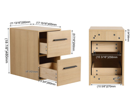 Floating Bathroom Vanity Drawer Base, Wall Mounted Storage With 2 Drawers - Light Oak