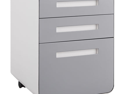 3 Drawer Mobile File Cabinet Under Desk Office, Simple Style Versatile Storage Cabinet For Legal / Letter / A4 Files, 5 Wheel Design Anti-Tilting Cold Rolled Steel Waterproof Moisture-Proof