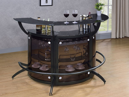 Elaina - 3 Piece Curved Freestanding Home Bar - Black